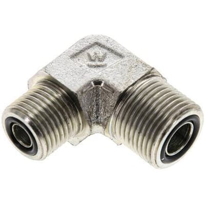 UN 13/16''-16 x UN 11/16''-16 Buitendraad Verzinkt Stalen L-Fitting 90graden ORFS 630 Bar - Hydrauliek - FL2E-M-EZ-013U-011U-O