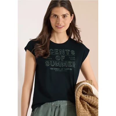 Shirt met ronde hals en Wording Artwork