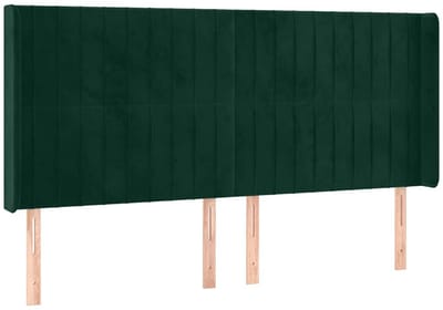 vidaXL - Hoofdbord - met - randen - 163x16x118/128 - cm - fluweel - donkergroen
