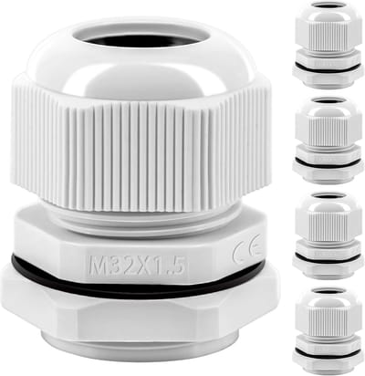Kabelwartelset, 5 stuks, IP68, waterdicht, M32 kabelwartelverbindingen voor outdoor, tuin, schakelkast, aftakdoos, kunststof nylon kabeldoorvoeren