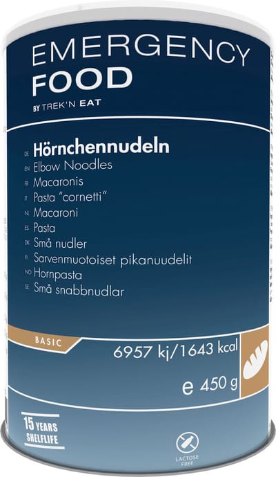 Trek'n Eat Emergency Food - Macaroni in Blik - 450 g - 15 jr houdbaar - Noodpakket - Noodrantsoen -  Vriesdroogmaaltijd - Rantsoen - Outdoormaaltijd - Survival food - Overlevingspakket