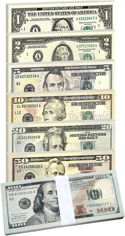 Nep Geld - Speelgeld Dollars - Film Prop - Realistisch Ontwerp - 12x21 cm - Bruin