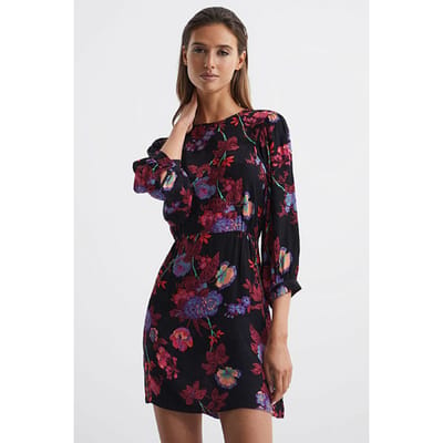 Reiss Paulina Mini Dress Black/pink Size: 10 | Mini Dresses Outlet | Dames | Zwart