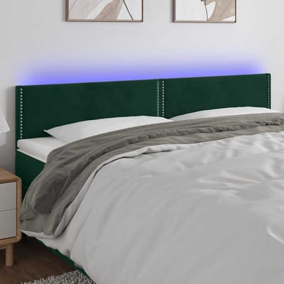 vidaXL - Hoofdbord - LED - 200x5x78/88 - cm - fluweel - donkergroen