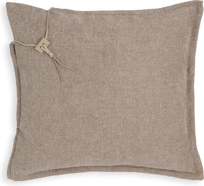 Knit Factory Imre Sierkussen - Vierkant kussen - Kussen woonkamer - Bank kussen - Decoratie kussen - Beige - 50x50 cm - Kussenhoes inclusief kussenvulling