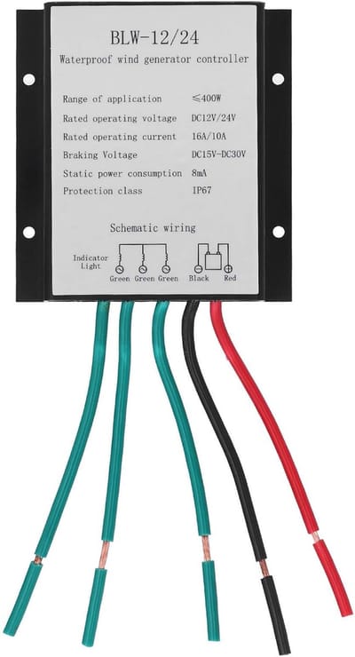 Windturbine Controller - Regulator Batterij - Energie Opladen - Waterdichte Bescherming - 400W 24V - Grijs