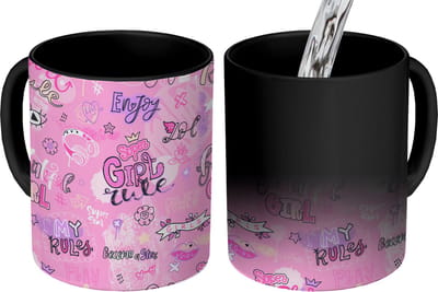 Magische Mok - Foto op Warmte Mokken - Koffiemok - Meisjes - Tiener - Roze - Quotes - Patronen - Magic Mok - Beker - 350 ML - Theemok