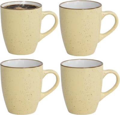 Gerimport Koffie / thee mok Sweets - 4x stuks - geel - 350 ml - keramiek