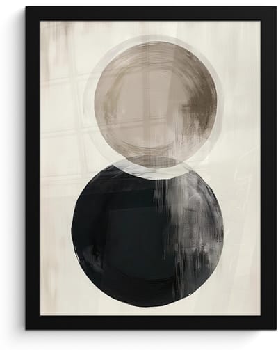 Poster in lijst - Fotolijst 30x40 cm - Posters - Cirkels - Vorm - Beige - Abstract - Posterlijst zwart - Decoratie - Wanddecoratie woonkamer - Muurdecoratie slaapkamer