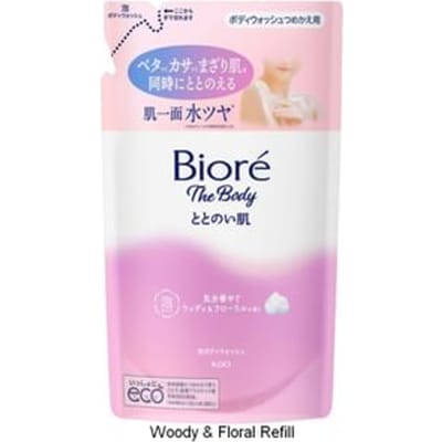 Kao - Biore The Body Totonoihada Skin Foam Body Wash Woody & Floral - 440ml Refill