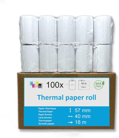 100 Thermische Kassabonnen - Papierrol 57x40x12mm voor Betaalautomaten