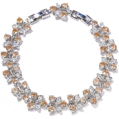 Luxe Regenboog Bloemen Armband Meisjes Niche Europa en De Verenigde Staten Joker Kleur Zirkonia Sieraden Vrouwen free extension buckle. gray