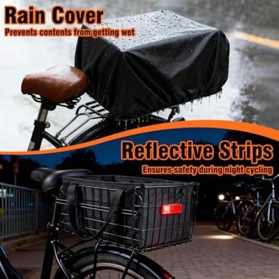 Opvouwbare Fietsmand voor Achterbagagedrager met Net en Regenbescherming