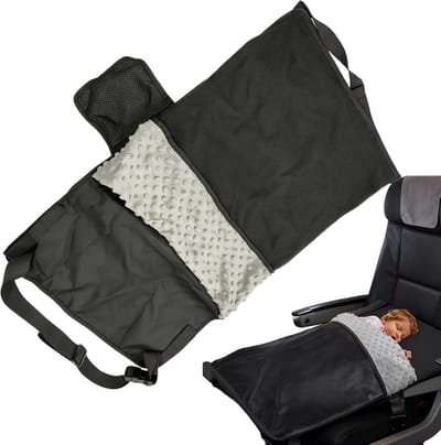 Vliegtuigbed kinderen - Reisbedje cabine - Comfortabel slapen - Vlak slaapgedeelte - 79x44cm - Zwart
