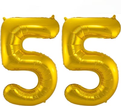 Ballon Cijfer 55 Jaar Goud Helium Ballonnen Verjaardag Versiering Cijfer Ballon Feest Versiering Met Rietje - 86Cm