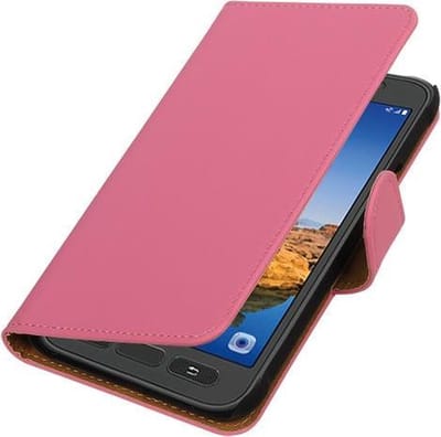 Roze Effen booktype wallet cover hoesje voor Samsung Galaxy S7 Active
