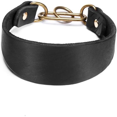 Collier pour chien en cuir de vachette Protection de cou pour chien Protection de cou pour chien Collier Huibit vert Chaîne P en cuir de vachette Protection de cou pour lévrier Small black