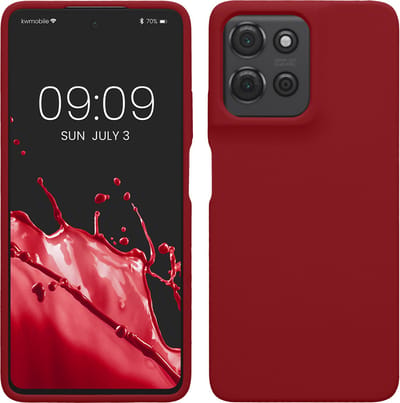 kwmobile telefoonhoesje geschikt voor Motorola Moto G75 5G - Hoesje met siliconen coating - Smartphone case in rabarber rood