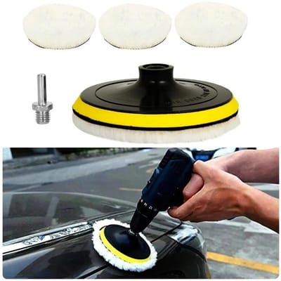 5 Stuks 4 Inch Polijst- en Waxwolschijf Reinigingsset, Auto Schoonheidsaccessoires, Slijtvaste Universele Polijstgereedschap Combinatie wit