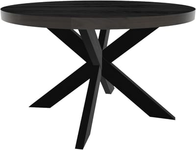 Eettafel Jones - Ronde Tafel - Gezellige diners - Duurzaam mangohout - 130cm diameter - Zwart