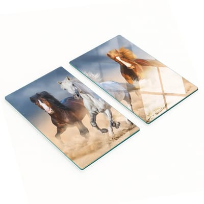 Keukenplanken van gehard glas met afbeelding van paarden in de woestijn, 2x30x52 cm