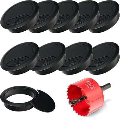 Dailygoods- Bureaudoorvoertule 60mm - Kabeldoorvoer - Gatenzaag 60mm - Kabeldoorvoertule - Bureaugatafdekking - Set van 10 stuks