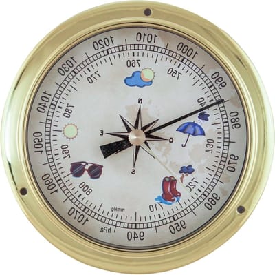 Barometer Design - Weerstation Metaal - Scheepsweer Bekijken - Messing Uitsluitend - 12 cm Diameter - Multicolour