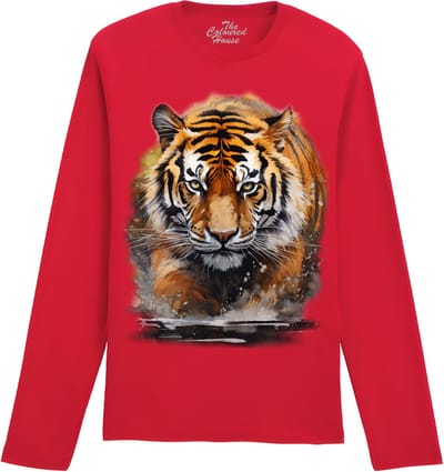 Tijger Watercolor Running Tiger The Coloured House Longsleeve T-shirt L