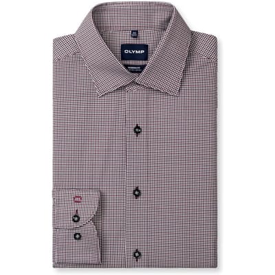 OLYMP 24/7 Luxor modern fit overhemd - tricot - wit met blauw en bordeaux rood dessin