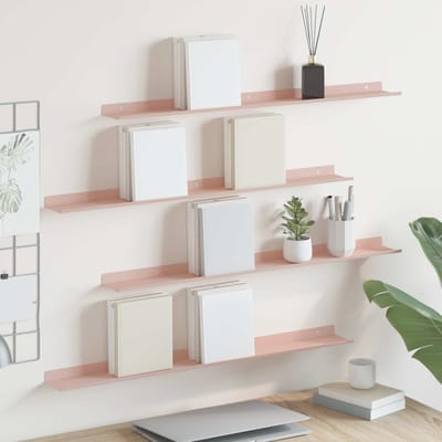 vidaXL - Zwevende - plank - 4 - st - Roze - 80 - x - 9 - x - 2,5 - cm - Staal
