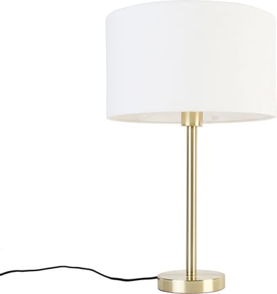 QAZQA simplo stof - Design Tafellamp met kap - 1 lichts - H 55 cm - Goud/messing - Woonkamer | Slaapkamer | Keuken