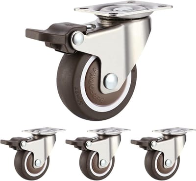 Zwenkwielen Set - Meubelwielen Trolley - Stille Verplaatsing - Met Rem Optie - 4 Stuks 38mm - Zwart