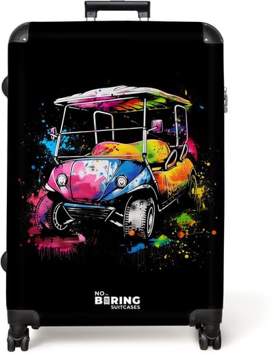 NoBoringSuitcases.com® - Koffer groot - Reiskoffer lichtgewicht - Golfkar met graffiti - Rolkoffer met 4 wielen - Grote trolley XL - 98 liter bagage