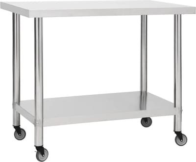 vidaXL - Keukenwerktafel - met - wielen - 100x45x85 - cm - roestvrij - staal