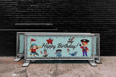Piraten Happy Birthday Spandoek- Gefeliciteerd Verjaardag Banner - 150x50 cm