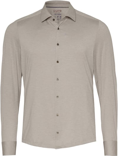Pure H. Tico Overhemd Functional Shirt Longsleeve 4067 21120 210 Beige Plain Mannen Maat - W45