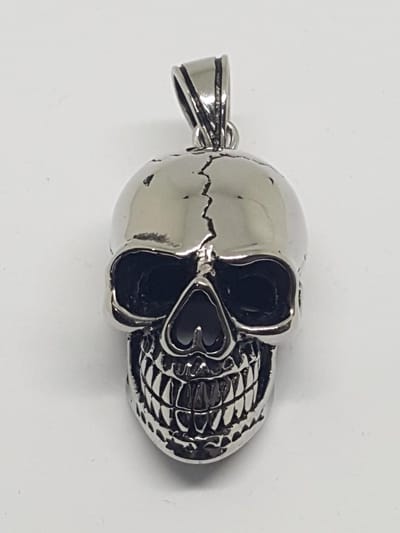 RH Jewelry® Herenhanger “Gepolijste Skull” – 316L Chirurgisch Staal – Hypoallergeen – Inclusief Luxe Geschenkdoos
