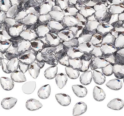 250 Stuks 18x13mm Facet Geslepen Druppelvormige Acryl Strass Steentjes, Heldere Achterkant, Plastic Gems voor Sieraden Maken en Creatieve Projecten