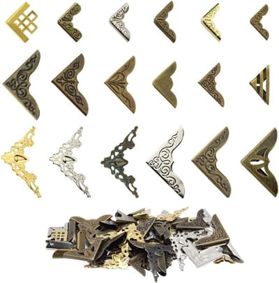 72 stuks vintage hoekbescherming metaal antieke randafdekking - decoratie doe-het-zelf randbescherming - beuken metaal - hoeken bescherming - randdecoratie - hoekbescherming