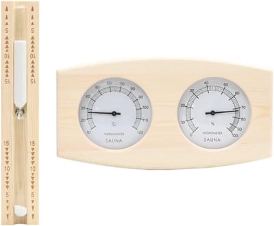 Sauna Hygrothermograaf Zandtimer - Sauna Accessoires Set - Sauna Ontspanning - 2-in-1 Functie - 265 cm - Natuurlijk Hout
