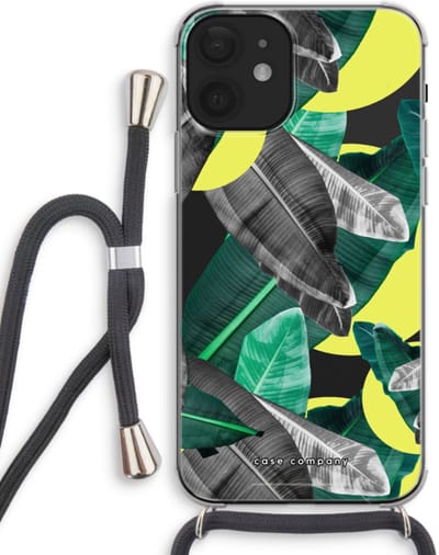Case Company® - Hoesje met koord geschikt voor iPhone 12 mini hoesje met Koord - Fantasie jungle - Telefoonhoesje met Zwart Koord - Bescherming aan alle Kanten en Over de Schermrand