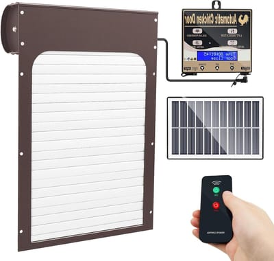 Automatische Kippenhok Deur - Veehouderij Deuropener - Dierenverblijf Beveiligen - Zonne-energie Timer Sensor - Universele Maat - Bruin