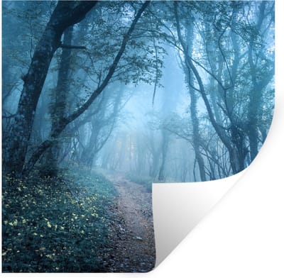 Muurstickers - Sticker Folie - Bomen - Natuur - Mist - 100x100 cm - Plakfolie - Muurstickers Kinderkamer - Zelfklevend Behang XXL - Zelfklevend behangpapier - Stickerfolie