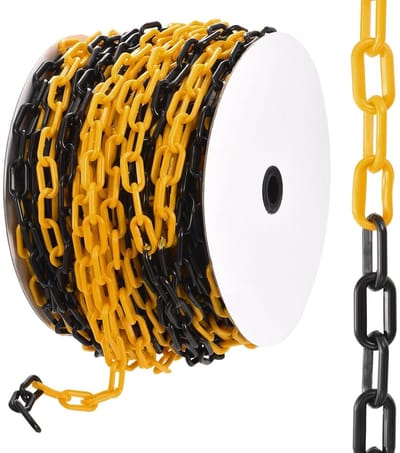 Plastic Barrier Chain 200 Feet - Veiligheidsketting voor Crowd Control, Tuin, en Bouwprojecten in Geel/Zwart