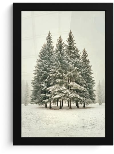 Poster in lijst - Fotolijst 20x30 cm - Posters - Bomen - Sneeuw - Wit - Posterlijst zwart - Decoratie - Wanddecoratie woonkamer - Muurdecoratie slaapkamer