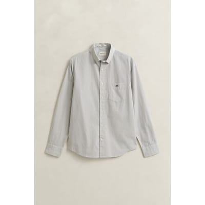 Gant Overhemd Poplin Banker Stripe Button Down Pewter Grey / male