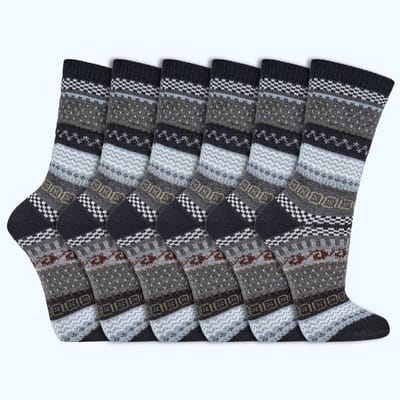 Hygge sokken | Wollen sokken | Dames & Heren | Kleur: Zwart | 6 paar