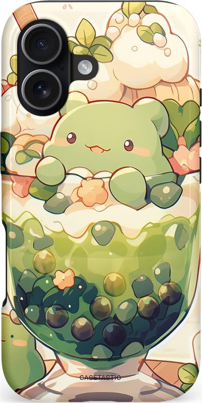 Casetastic hoesje geschikt voor Apple iPhone 17 - MagSafe - Dubbellaagse bescherming - Zoet Dessert Patroon - Fashion Case - Crème Saliegroen Perzik