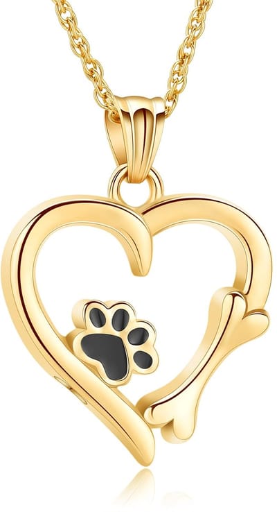 Urn Ketting Hart Medaillon Ketting voor As Hond Kat Bedels Hanger Crematie Sieraden Kat Hond Aandenken Herdenkingsgeschenken voor Vrouwen Meisjes (Goud)