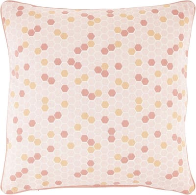 Dutch Decor HULDA - Sierkussen 45x45 cm - perzik / roze - patroon honingraat - pasteltint - Inclusief binnenkussen